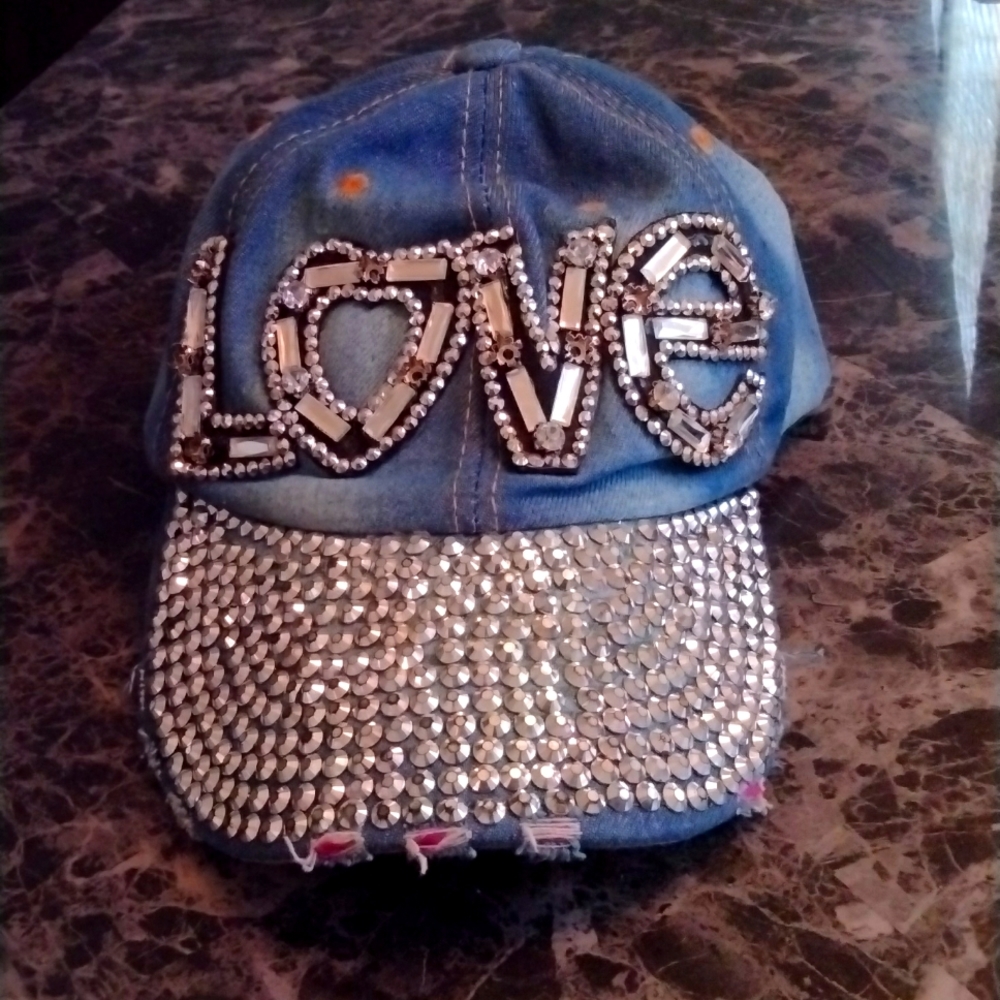 Distress bling hat